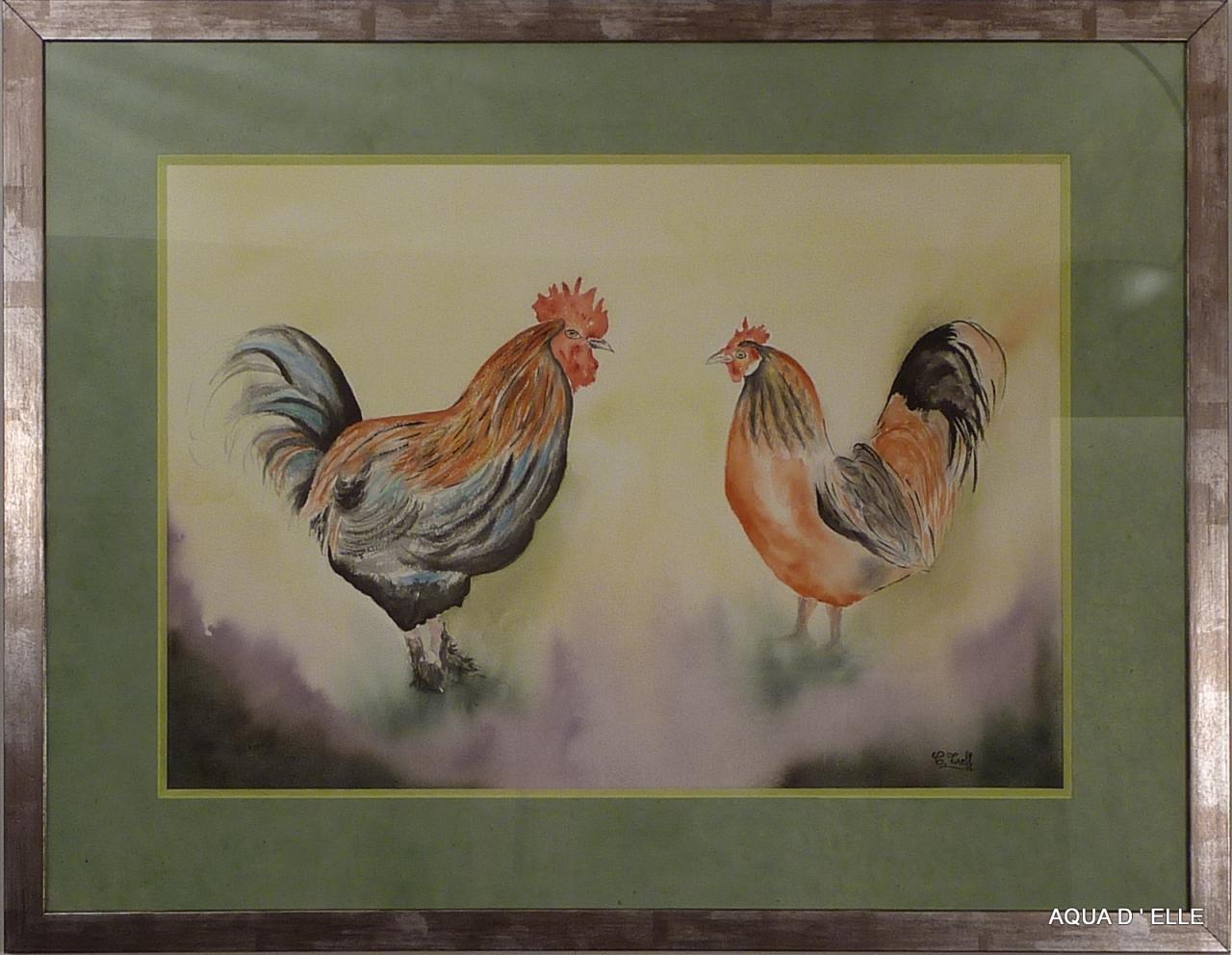 122-Coq et poule-(83x64)