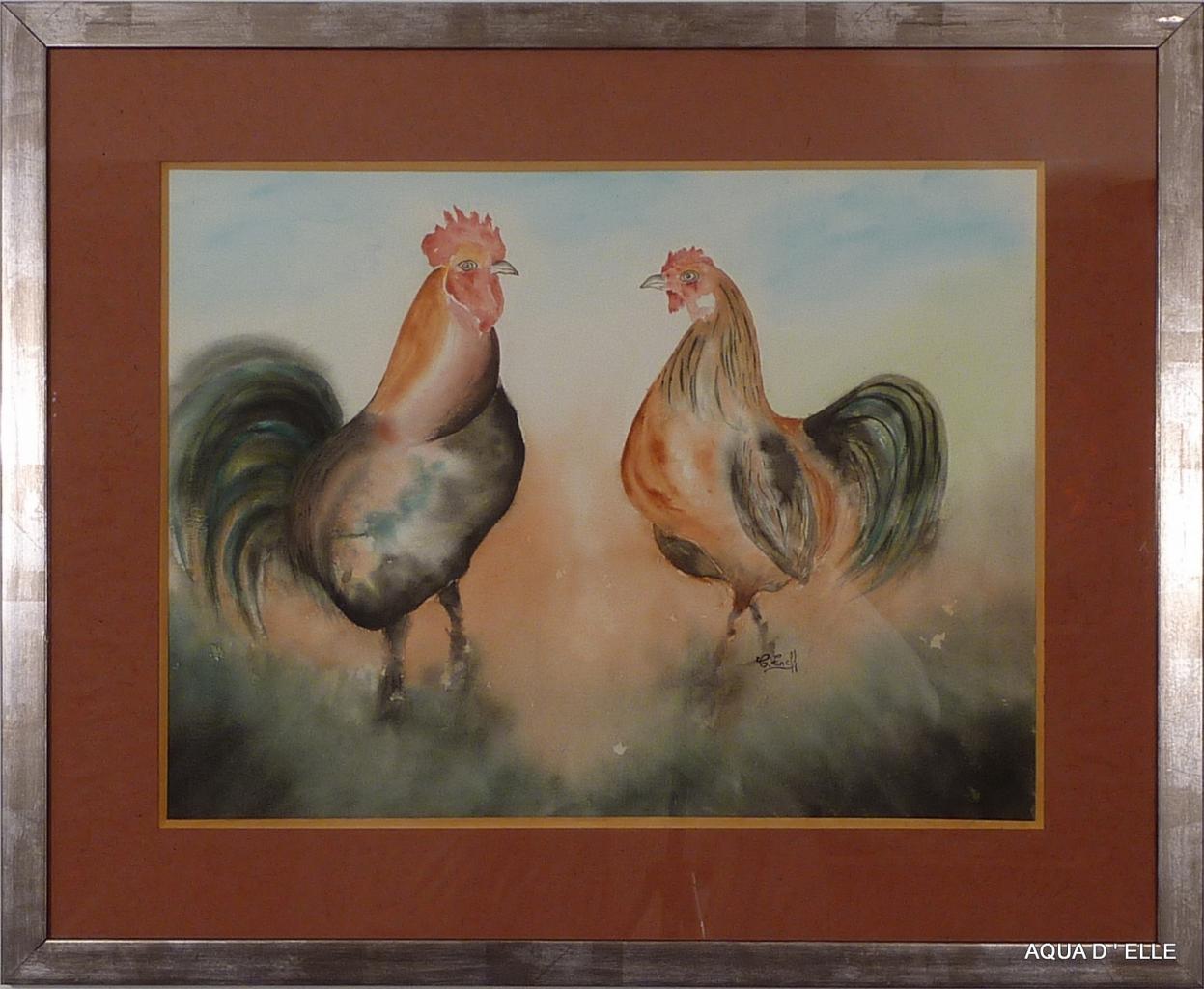 142b-Coq et poule-(72x58)