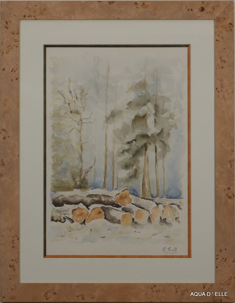 34-Sous bois enneigé-(45x60)